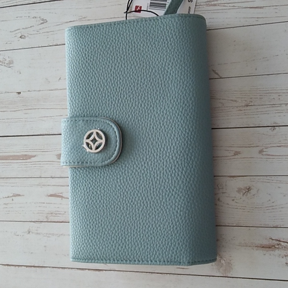 Mundi Womens PVC Trifold Wallet Blue Accordion Clutch